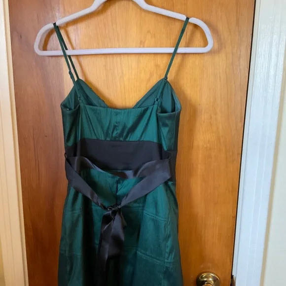 OC by Oleg Cassini Dark Green Black Spaghetti Strap Dress Sz 4 Lined Sequined - Picture 7 of 16